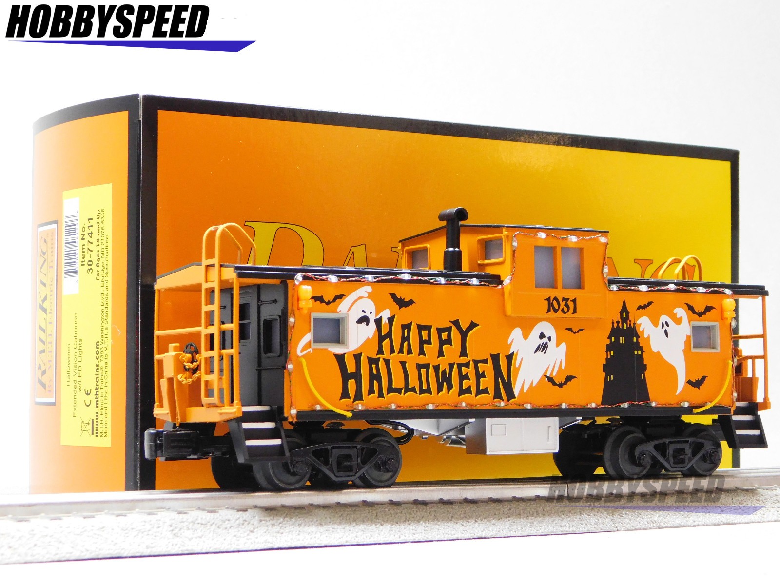 MTH RAILKING HALLOWEEN EXTENDED VISION CABOOSE #1031 W/LED O GAUGE 30-77411 NEW