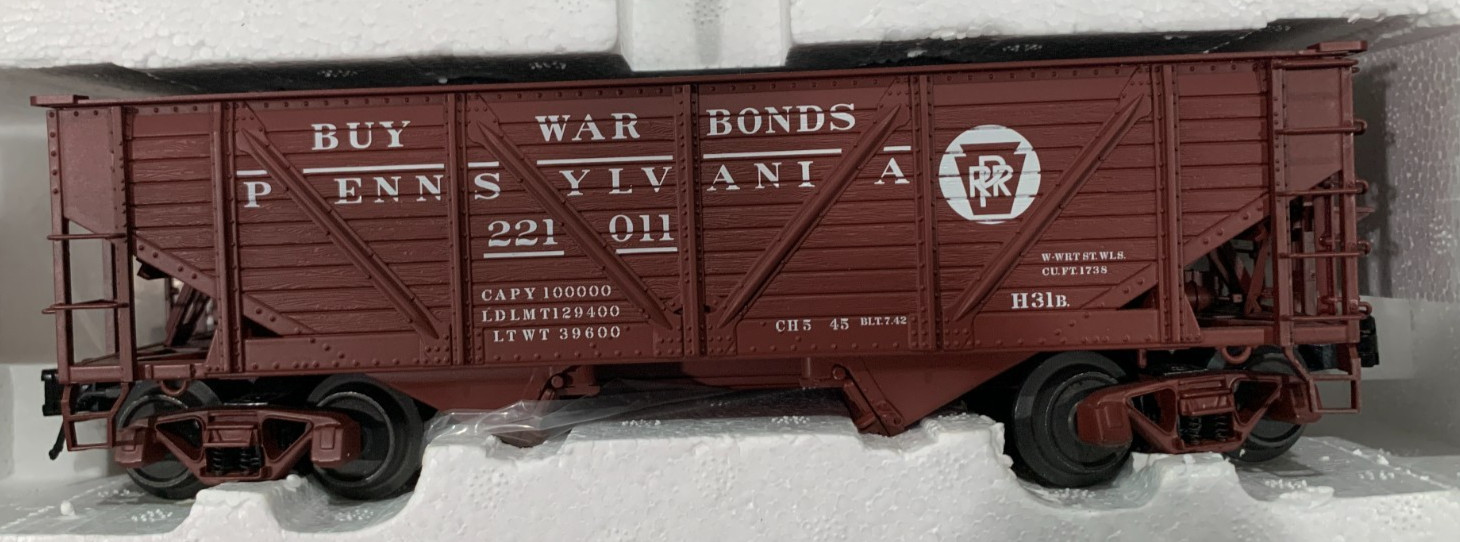 Atlas 6432-1, Die Cast PRR 50T War Emergency Hopper #221011, O Scale 1/48, LN