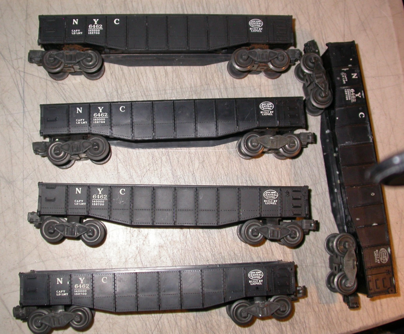 5X Postwar Lionel O 027 New York Central Gondola NYC 6462 Lot of 5 No Boxes