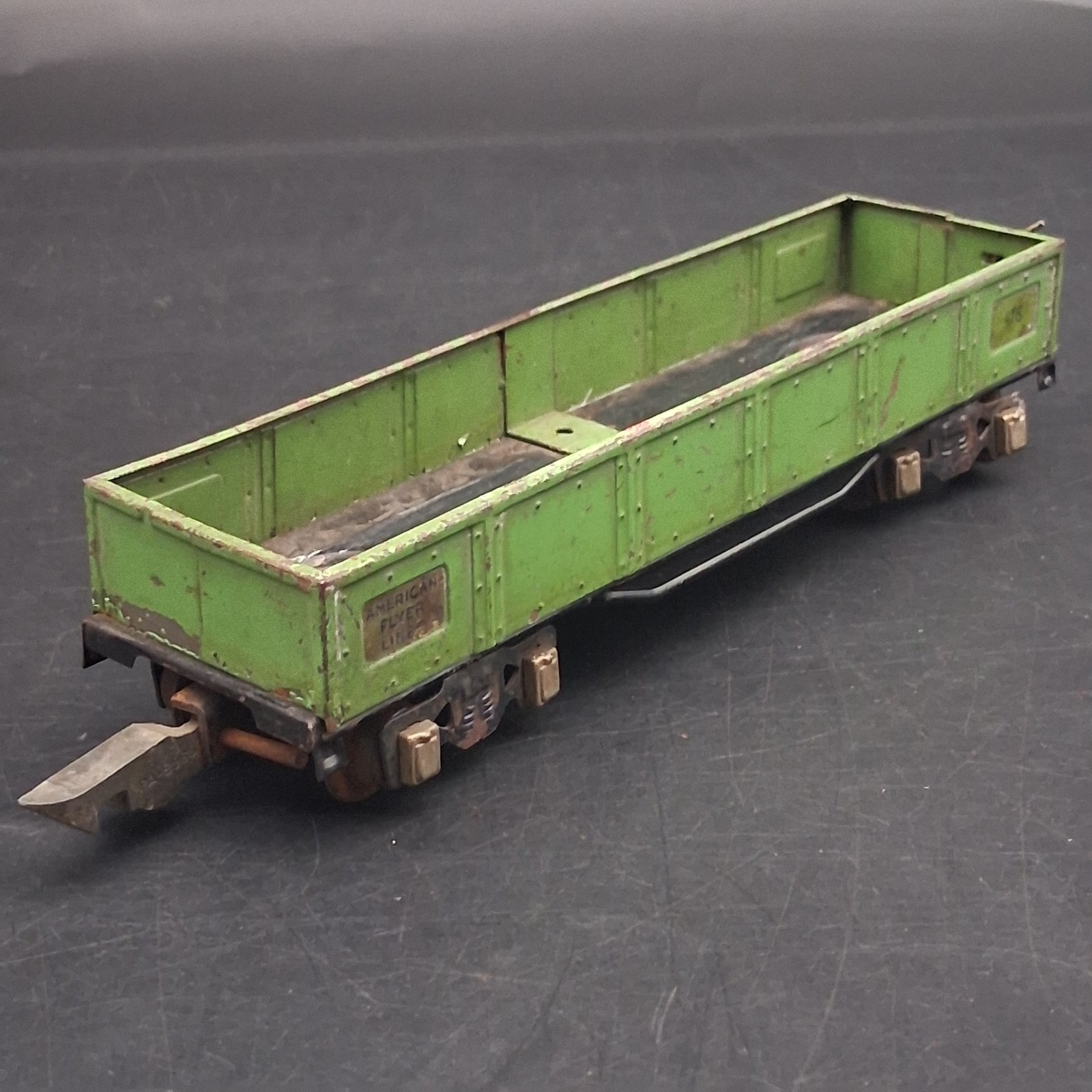 (B) Vintage O Gauge 42′ Pressed Steel American Flyer Lines 476 Gondola Green