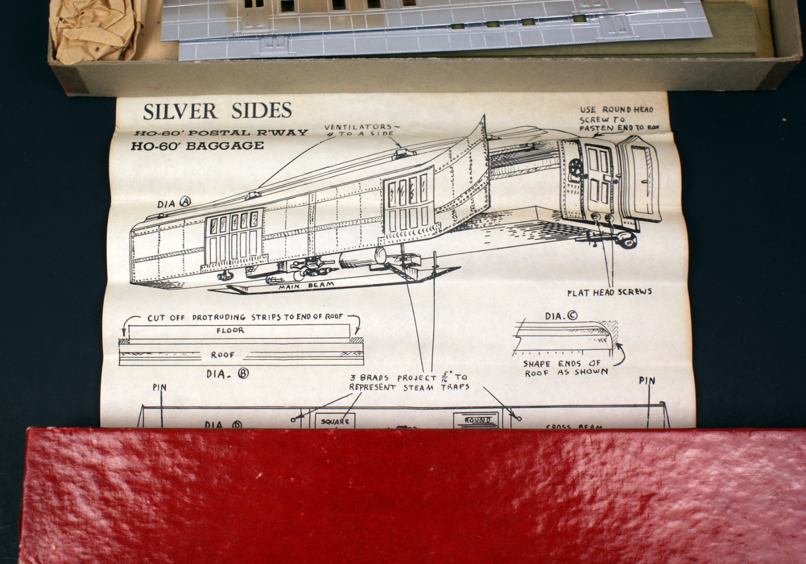 JC Models Silver Sides 60′ Postal Railway Passenger Car Kit, NYC, NOS HO Scale