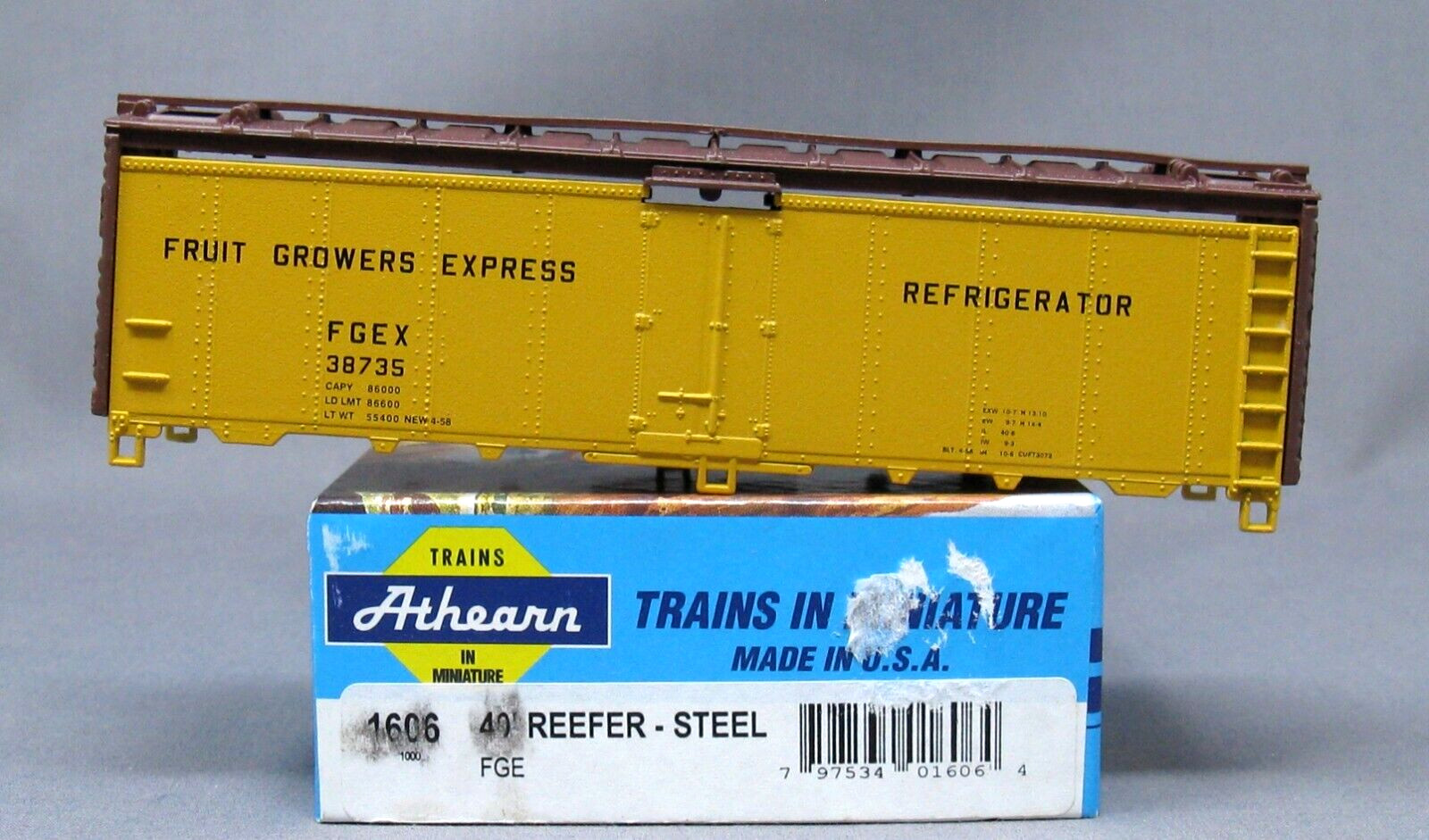 ATHEARN #1606 Fruit Growers Express FGEX 40′ Steel Box Car KIT, C9 NIB