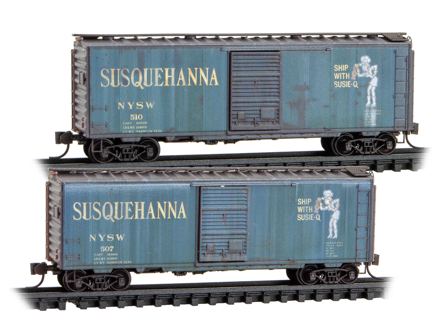 Micro-Trains MTL N 98305107 Susquehanna Susie-Q NYSW Weathered Box Car Set