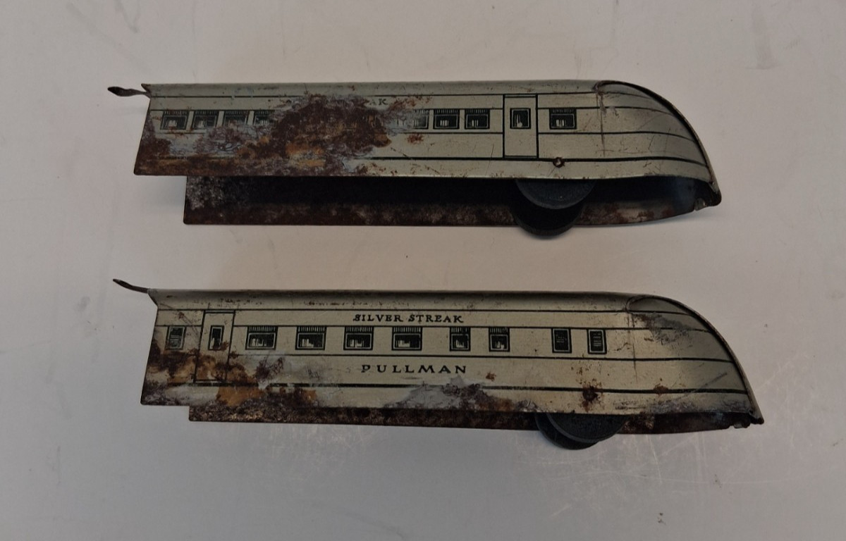 VTG Silver Streak Pullman Train Car Metal Side Panels 6″ Parts Repair Restore