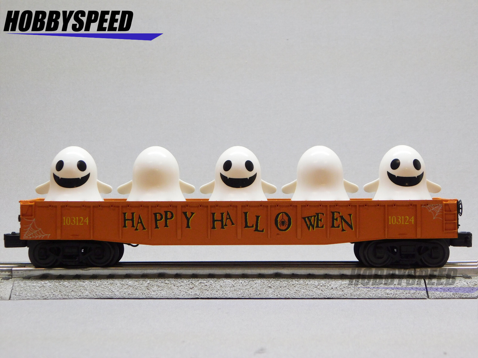 MTH RAILKING HALLOWEEN GONDOLA CAR WITH FLICKERING LIGHTED GHOSTS 30-72246 NEW