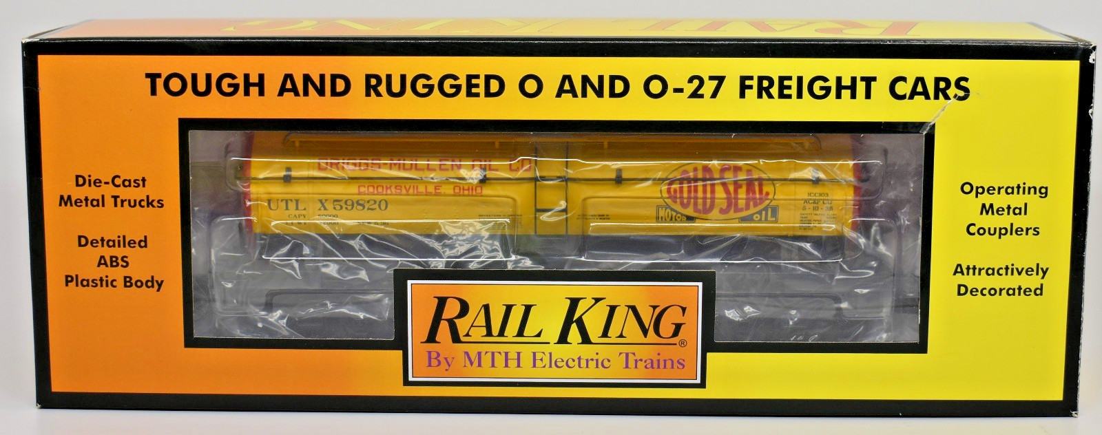 MTH RAILKING 3-RL O #59820 UTLX GOLD SEAL MOTOR OIL 3 DOME TANK CAR 30-73572 NIB