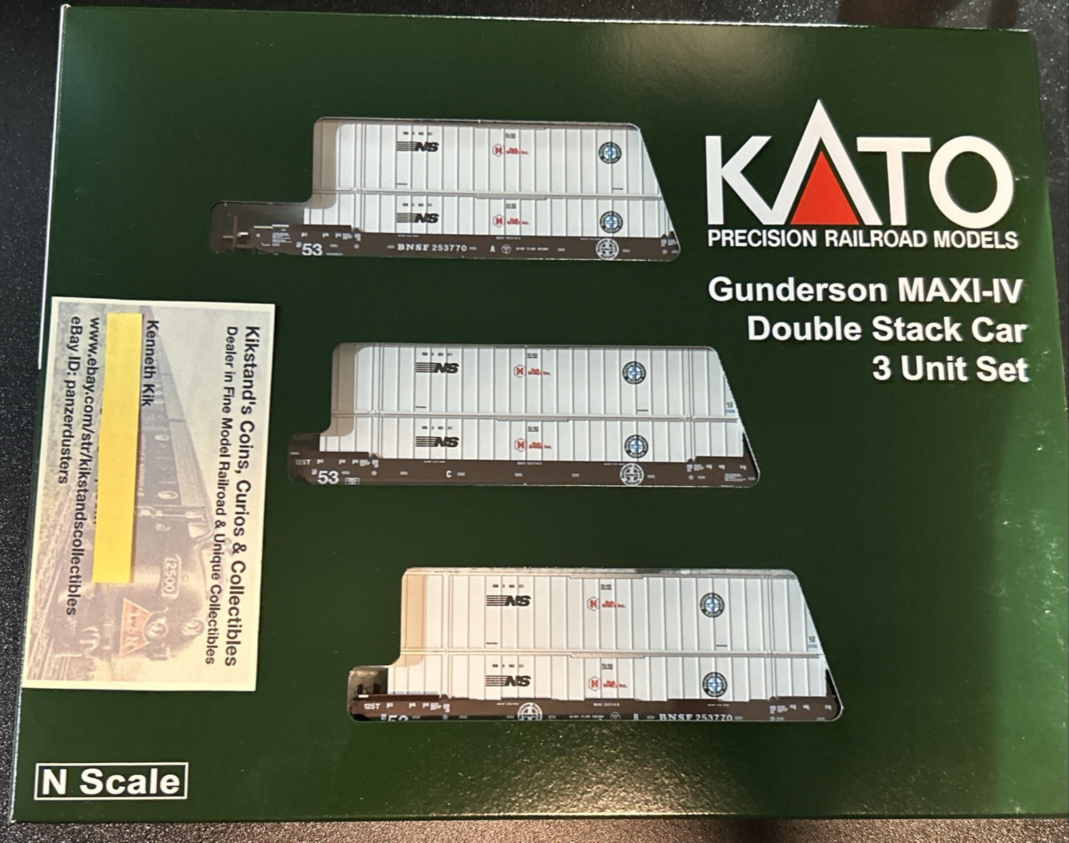 Kato 106-6185 N Scale BNSF Gunderson MAXI-IV Well Car Set – NS Trailers – New!