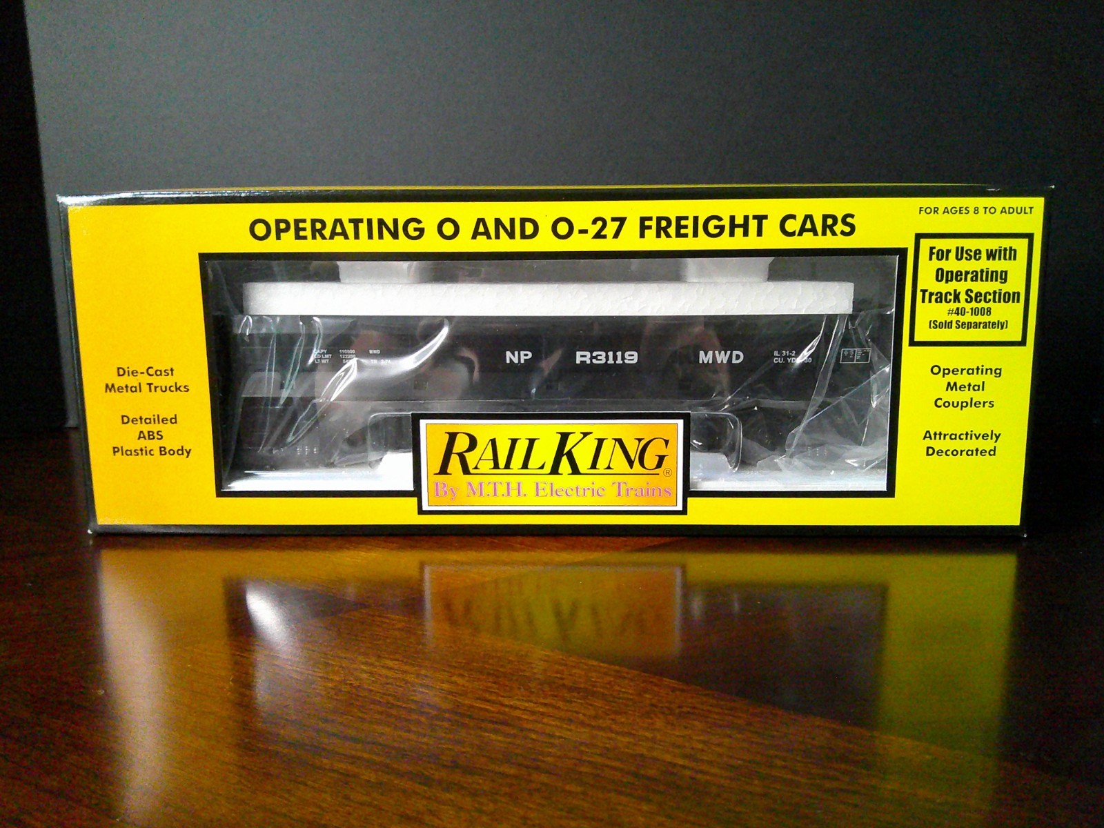 Rail King #30-7924 Northern Pacific Dump Car w/ Operating Bay, NIB, Elec Trains