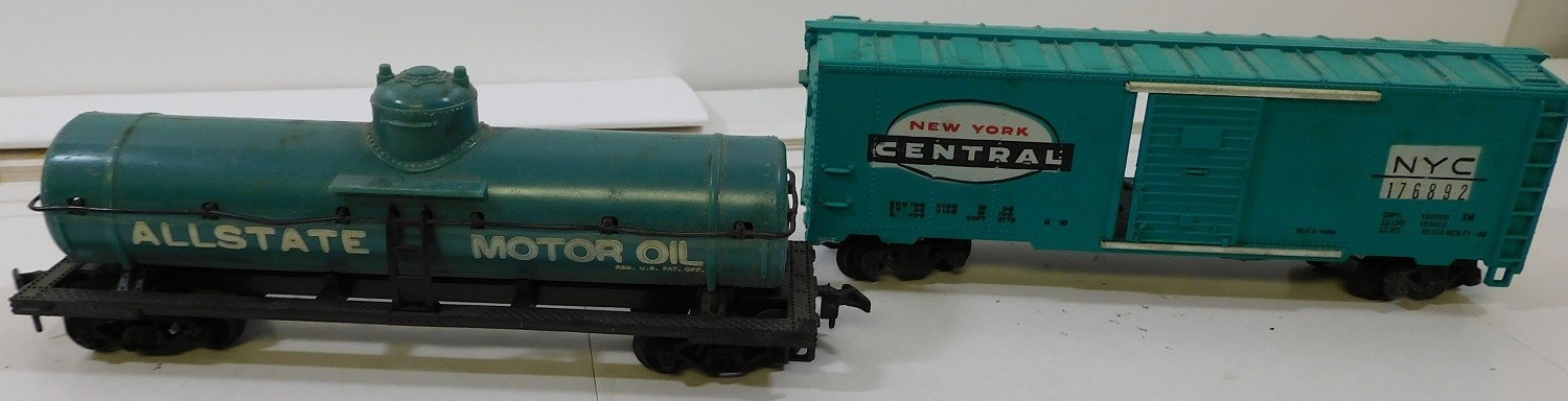 Lot Two HO RR Rail Road Cars All State Tanker and NY Central Freight Car