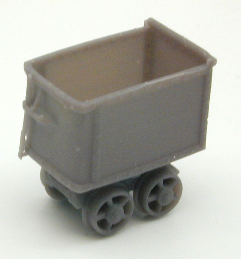 MINING CART (PUSH TYPE) HO Scale 1/87 Quantity 6 Gray color Resin print.