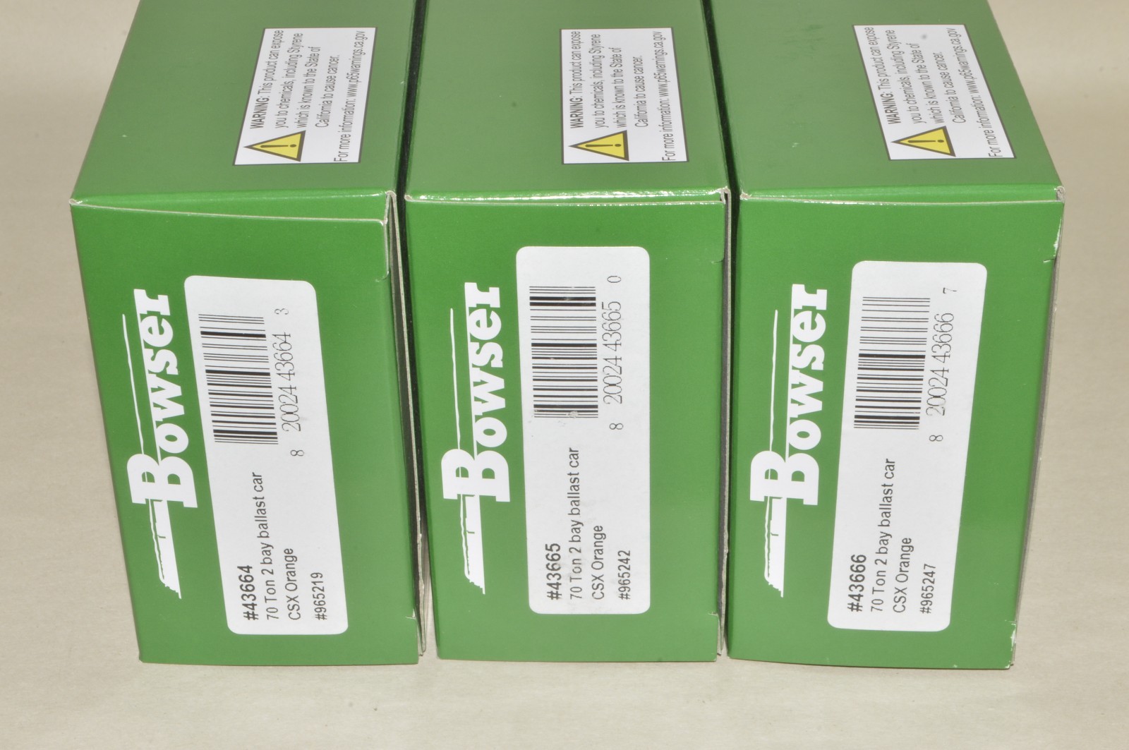 HO scale Bowser CSX Transportation RR MW ACF ballast hopper cars lot set of 3
