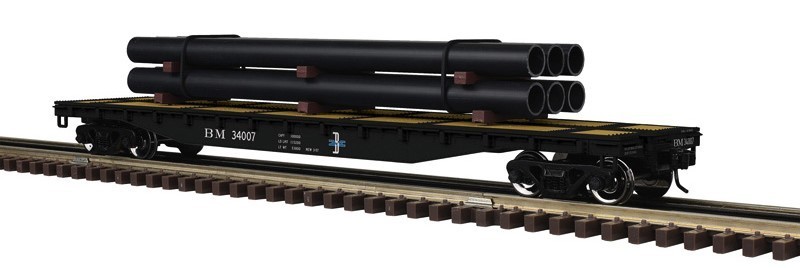 ATLAS O BOSTON & MAINE FLAT CAR W/LOAD 3001882 #34007 3-RAIL
