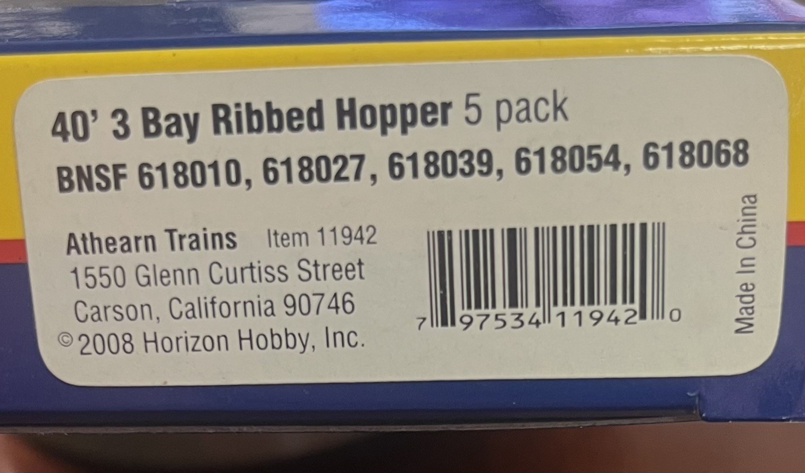 Athearn N scale 5 pack of 40′ 3 bay ribbed hoppers BNSF NIB never run