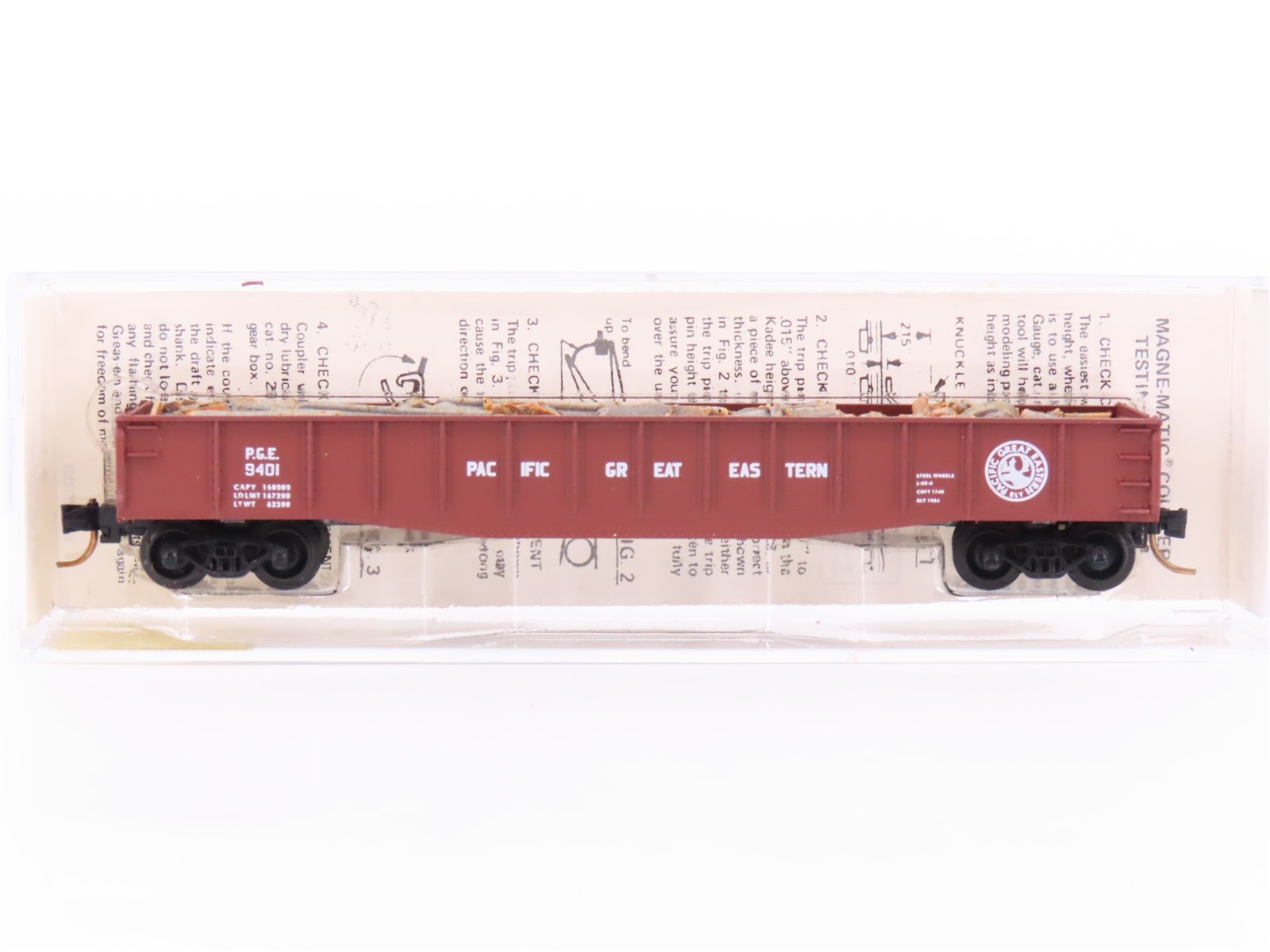 N Scale Micro-Trains MTL/Kadee 46300 PGE 50′ Fishbelly Gondola Car #9401 wLoad