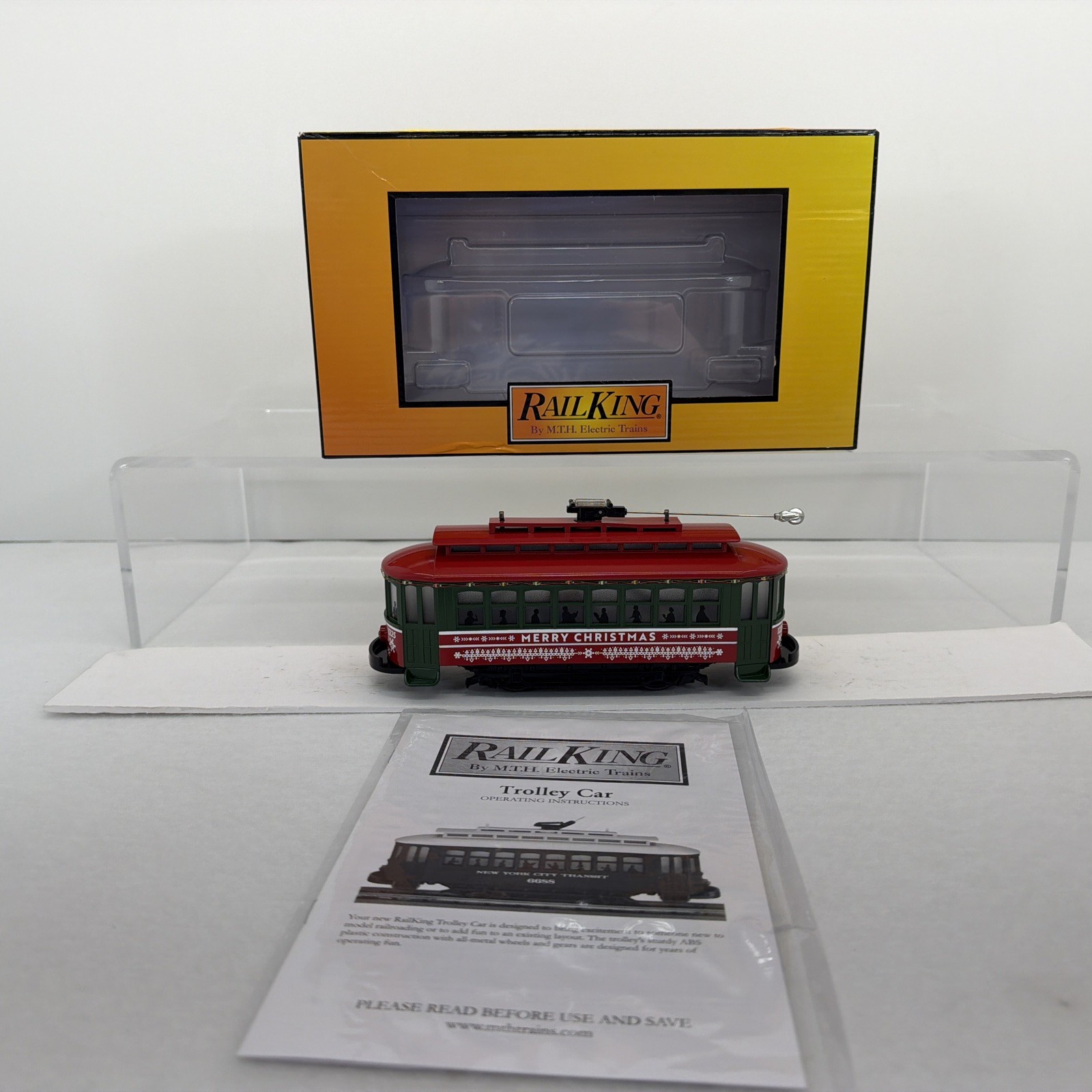 MTH RailKing 30-5227 Christmas Bump-n-Go Trolley Multi-Colored LED Lights New O