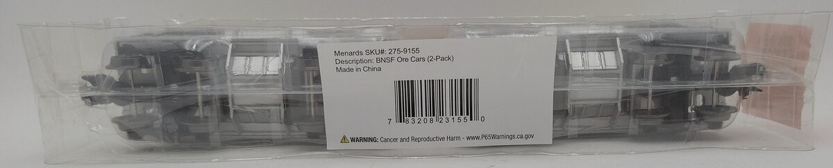 Menards 275-9155 O Gauge BNSF Ore Cars (2 Pack) #2453 and #2454 NEW