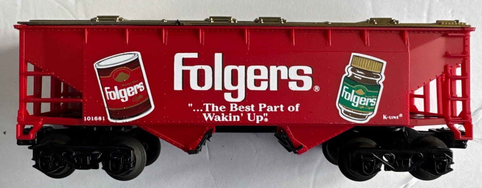 K-Line 0/027 Limited Edition 1990 Folgers Coffee 2-bay Hopper, Open Box