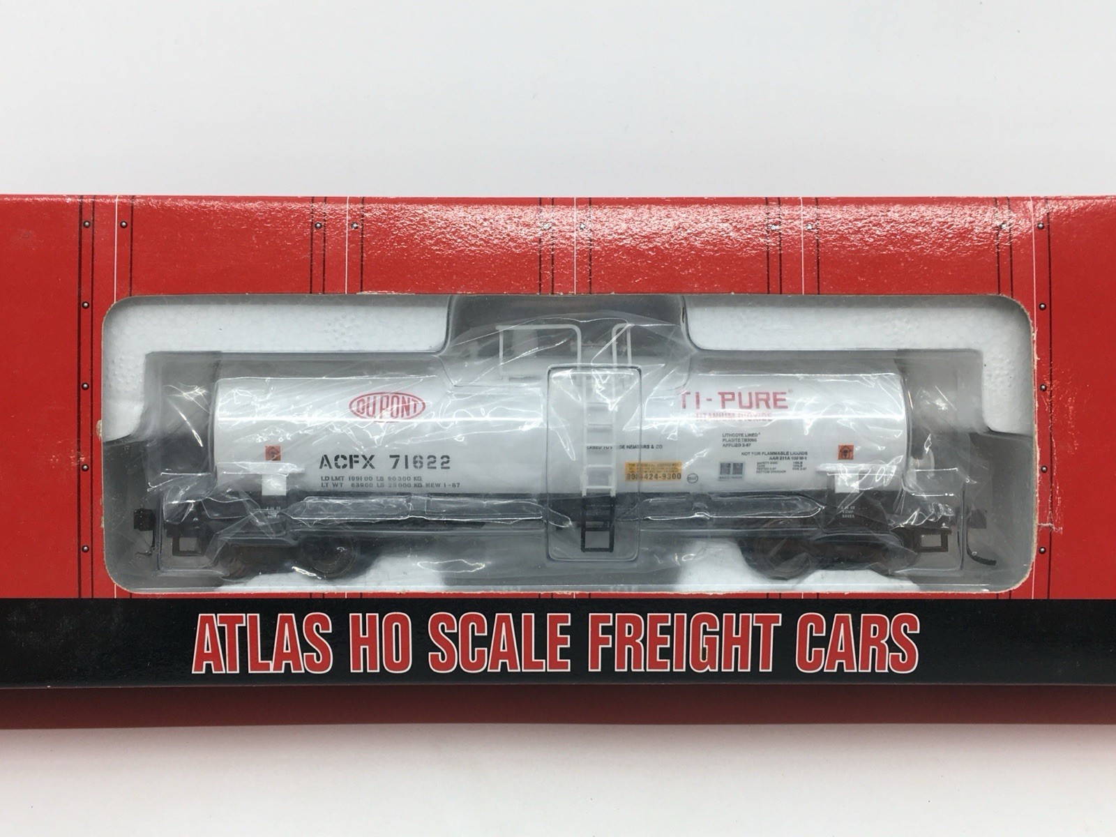 HO Atlas 1709-2 DuPont Ti-Pure ACF Kaolin Tank Car ACFX #71622 Metal Wheels