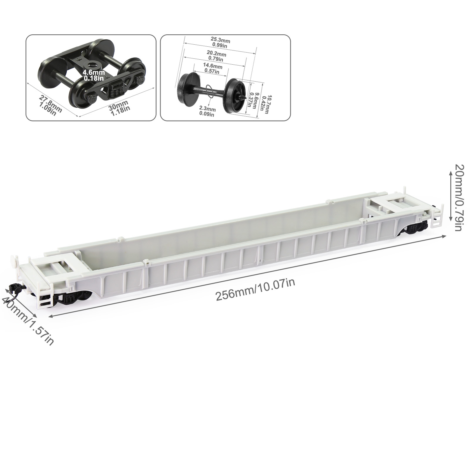 Evemodel HO Scale 1:87 Blank Unassembled White 53′ Well Car Model Wagon