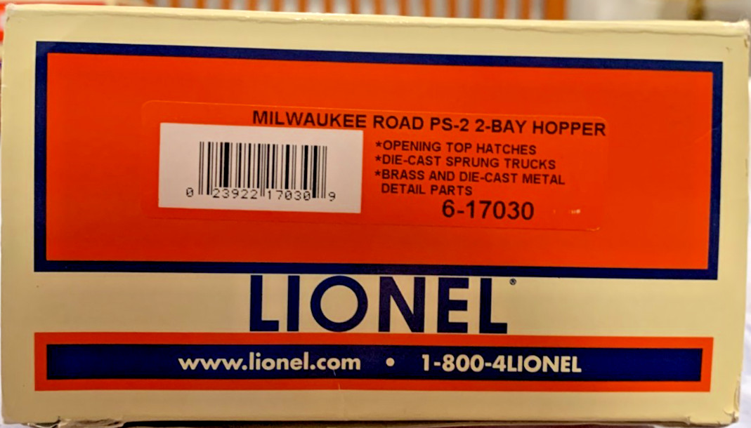 Lionel 6-17030, Milwaukee Road PS-2 2 Bay Hopper , #99708, O Scale 1/48, New