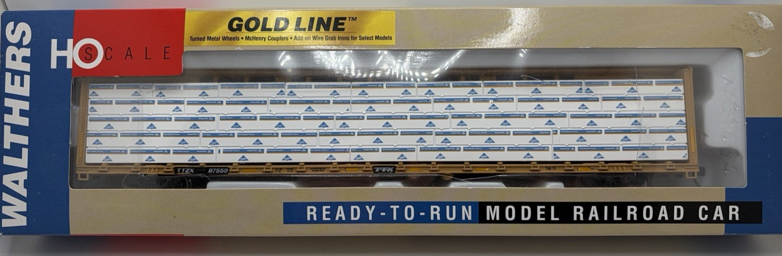 HO Scale Walthers 72′ Centerbeam Flat TTZX #87559 (Standard) with Load Wrong Box