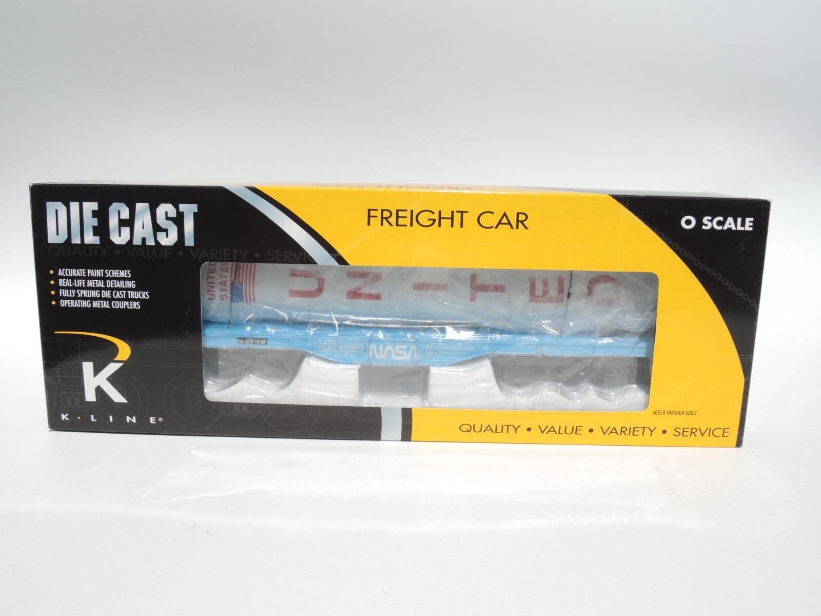 incredible K Line O-gauge model train flatcar with NASA rocket booster 1/48 NEW