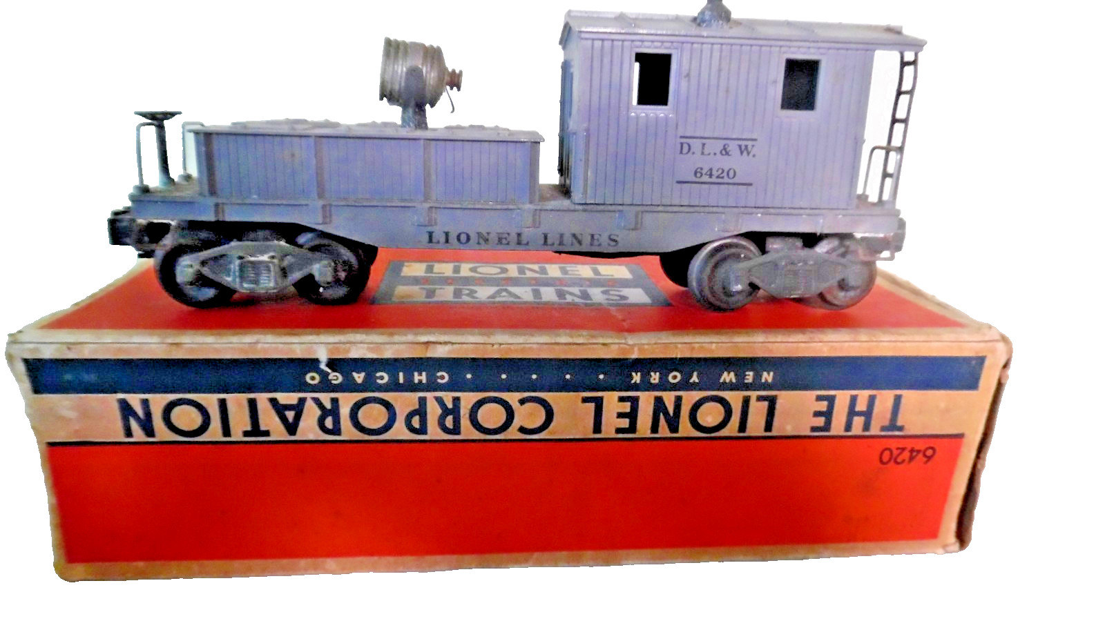 Lionel 6420 Operating Lione Lines Searchlight Wrecking Car Untested -Used As IS