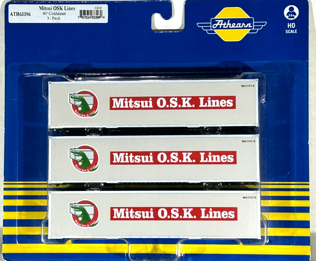 ATHEARN HO SCALE MITSUI O.S.K. LINES SEA CONTAINER 3- PACK 63396
