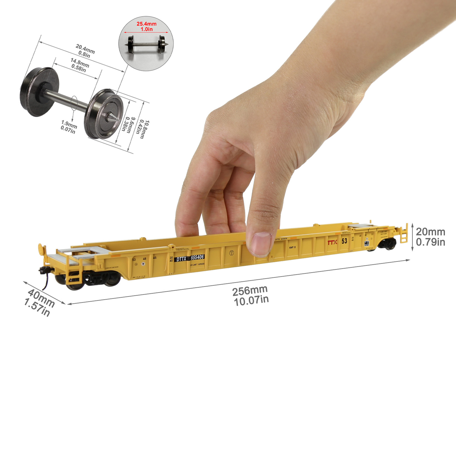 1pc HO Scale 53ft Well Car 1:87 Concave Bottom 53′ Flat Car Wagon C8759