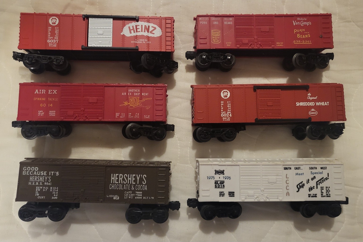 Lot of 6 Various 0 Gauge Lionel & K-Line Box Cars