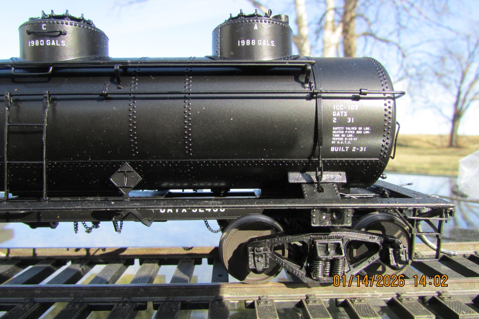 TANK CAR TANGENT SCALE MODELS GENERAL AMERICAN ’28 DESIGN 6,000GAL 3DOME BRASS O
