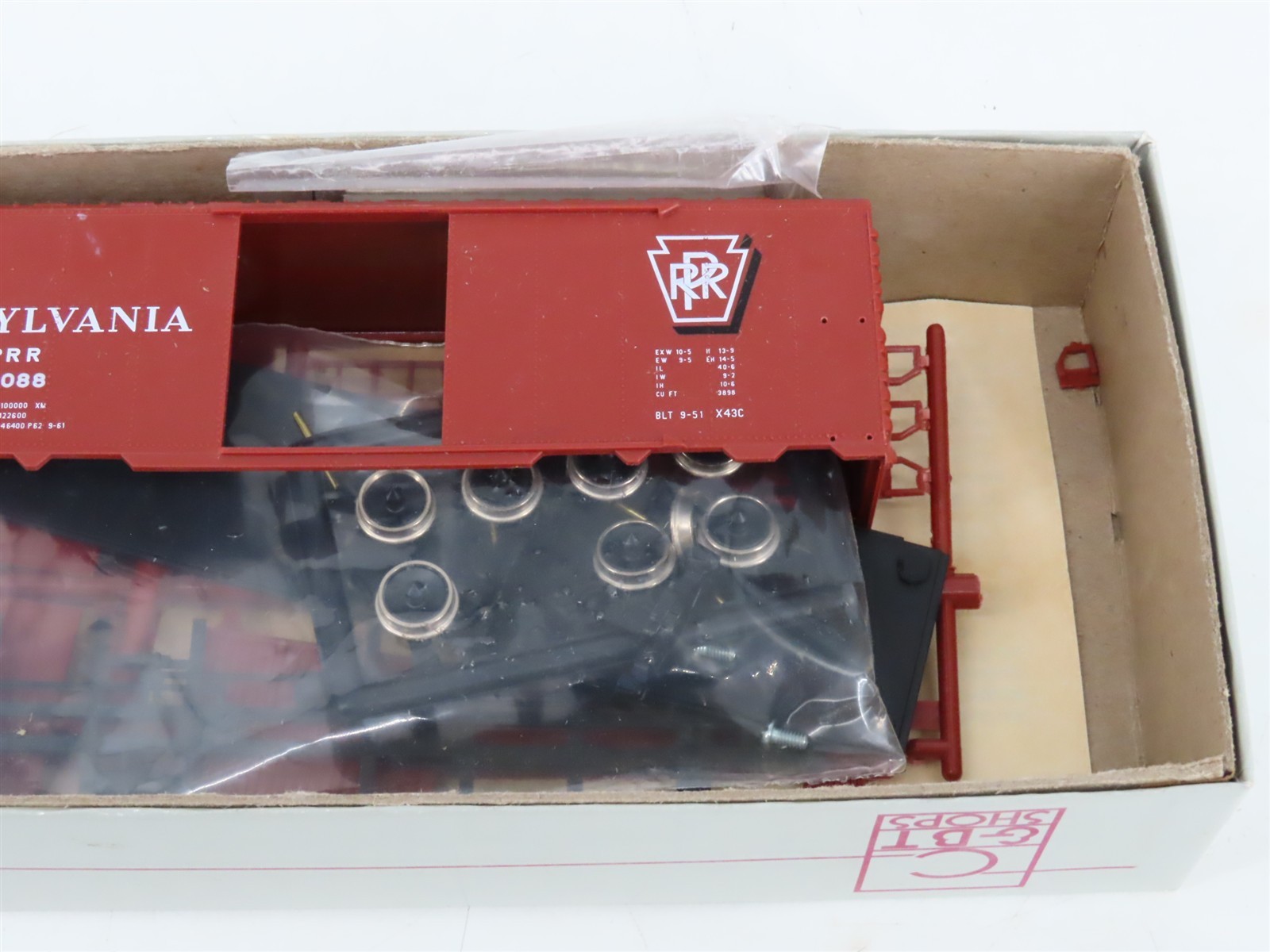 LOT of 6 HO Scale C&BT Shops Kits PRR Pennsylvania 40′ AAR X-43C Box Cars