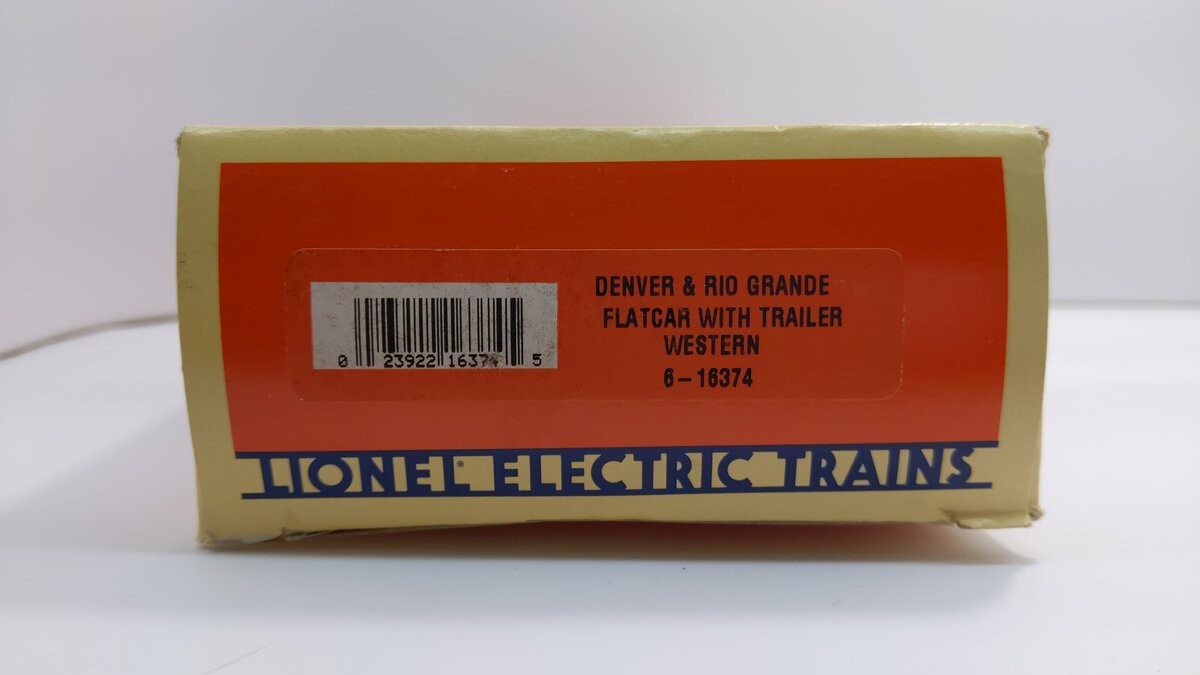 Lionel 6-16374 O Gauge Denver & Rio Grande Western Flatcar with Trailer NIB
