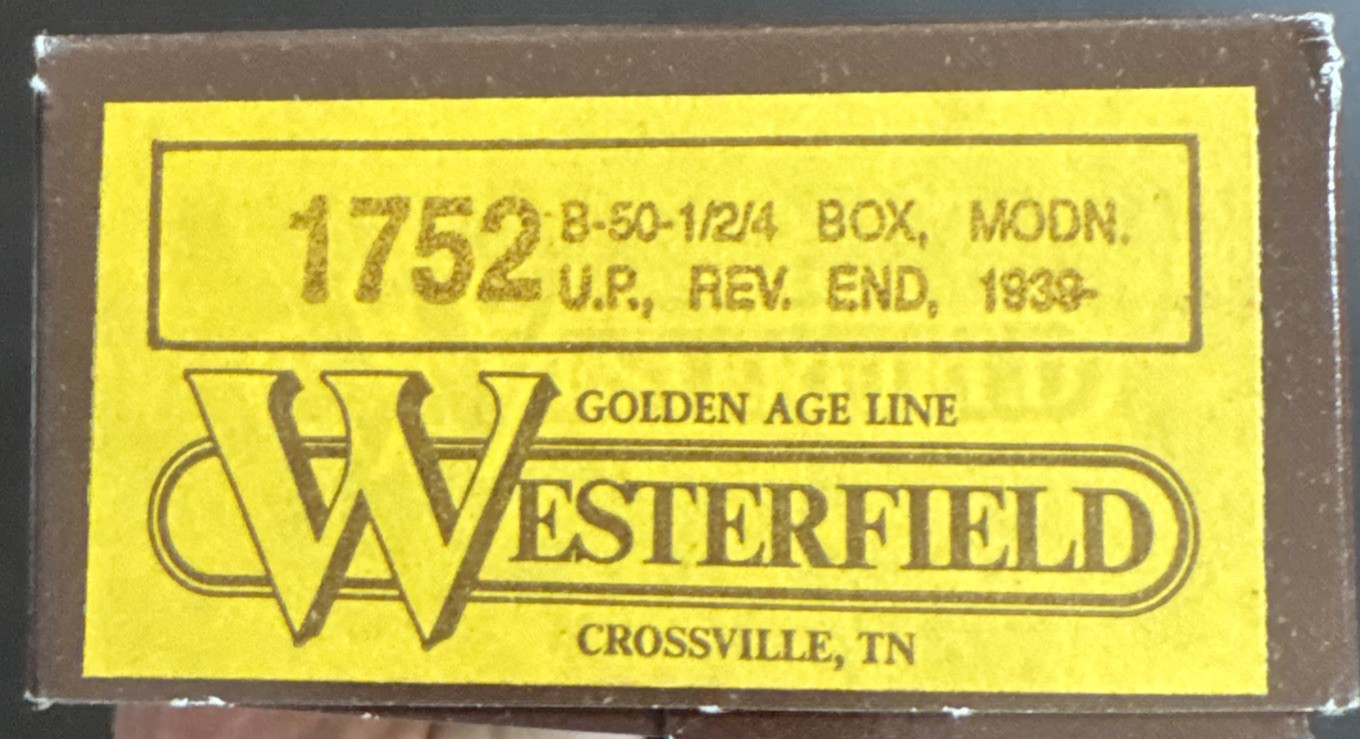 Westerfield #1752 UP B-50-1/24 Box Car Kit HO Scale NOS Resin Freight Car