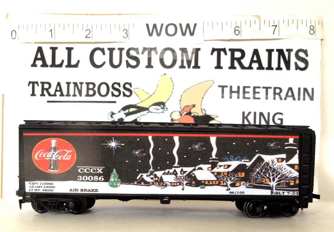 HO SCALE CUSTOM LETTERED SEASONS GREETINGS W-16. ALSO AVAIL IN O SCALE.