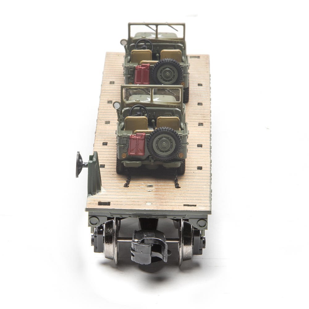 O Gauge – UNITED STATES ARMY MILITARY FLAT CAR w/Jeeps – NEW