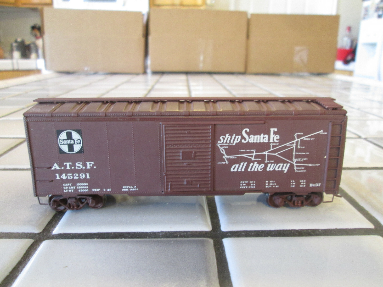 VINTAGE VERY OLD ATSF SANTA FE WOOD/METAL BOX HO SCALE ////