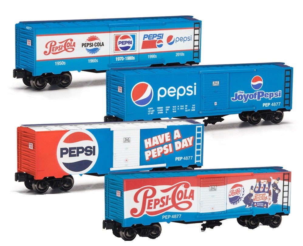 4 PACK O Gauge Box Cars – PEPSI – 4 Different Styles – New Items – Never Ran