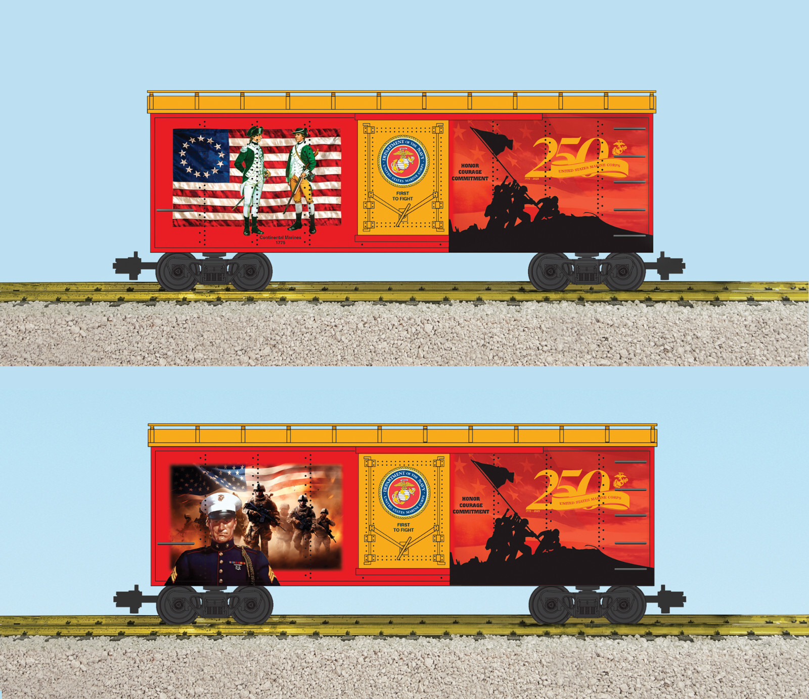 USA Trains R19162 USMC Marines 250TH Anniversary Boxcar (2 SIDED) Patriotic G