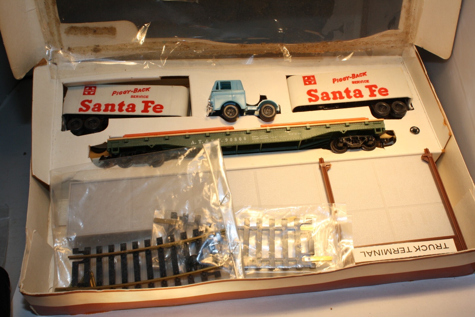 1960s Santa Fe Piggyback Set HO Scale TYCO Hong Kong Mint in Box