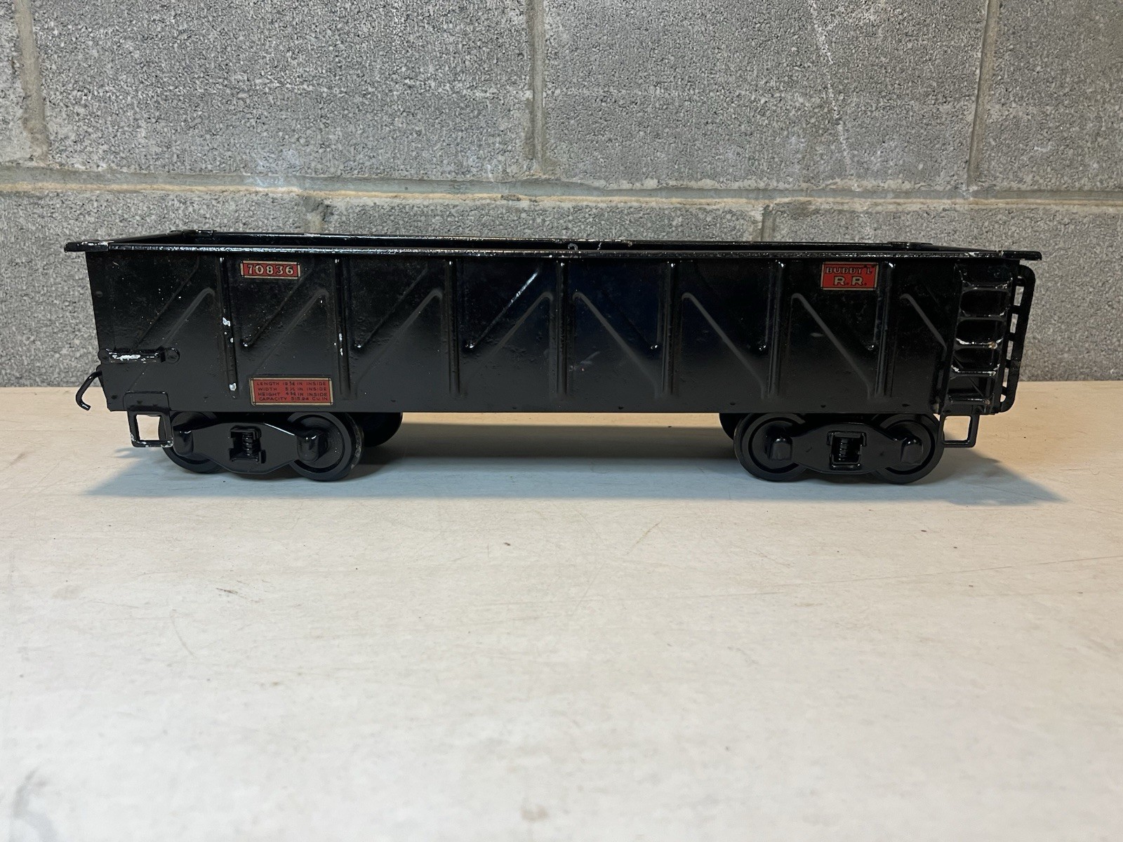 VINTAGE BUDDY L LINE PRESSED STEEL R.R RAILROAD COAL CAR TRAIN GONDOLA 70836