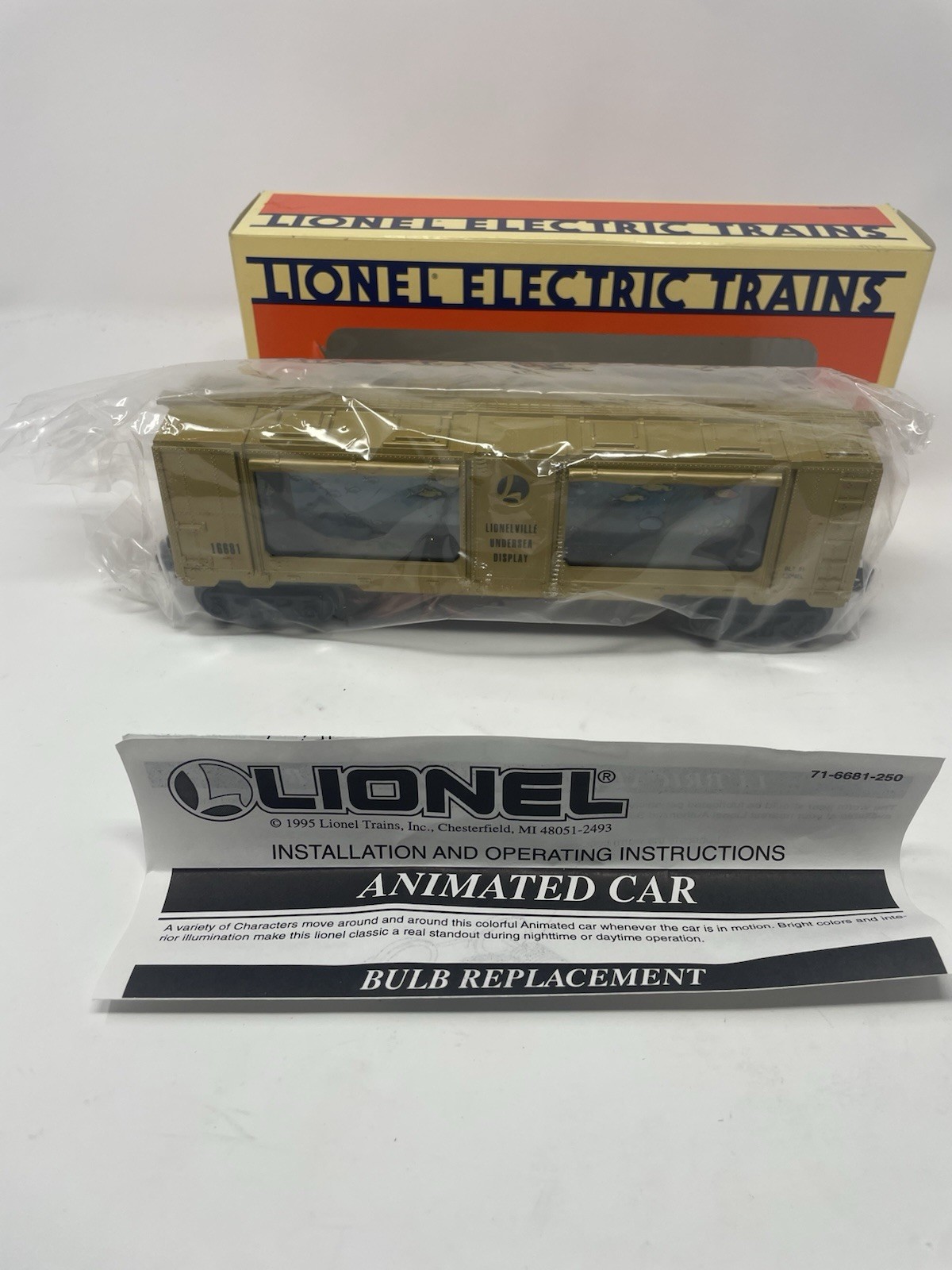 Lionel O scale Animated Illuminated Aquarium Car 1995 #6-16681 USA 1995 NOS
