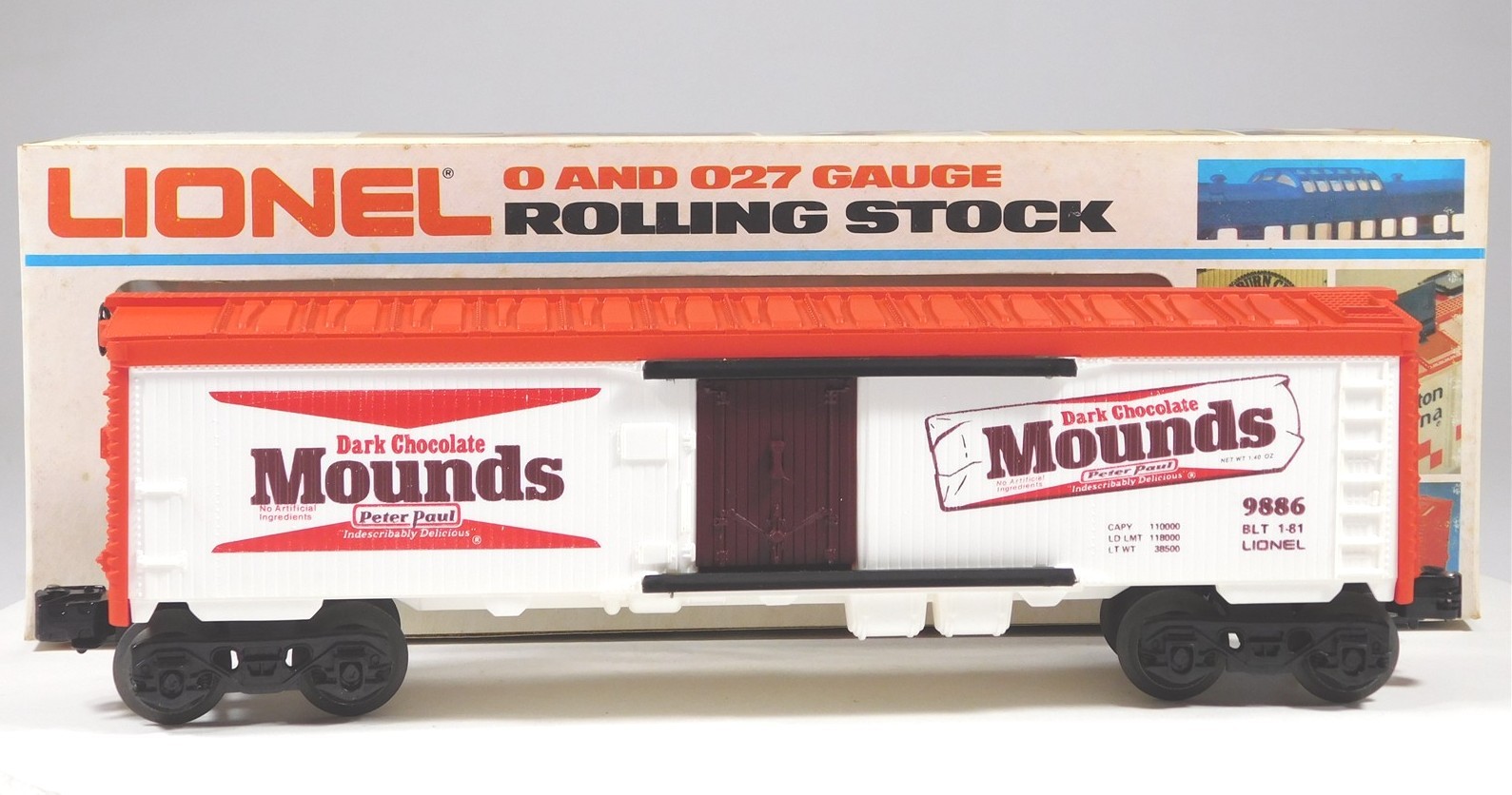 LIONEL 6-9886 O-GAUGE 1981 MOUNDS DARK CHOCOLATE BILLBOARD REEFER CAR NIB