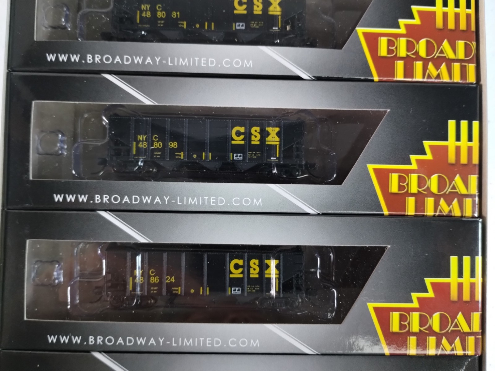 Broadway Limited Imports 6-Pack CSX 3-Bay Hoppers w/load – NOS – Rare