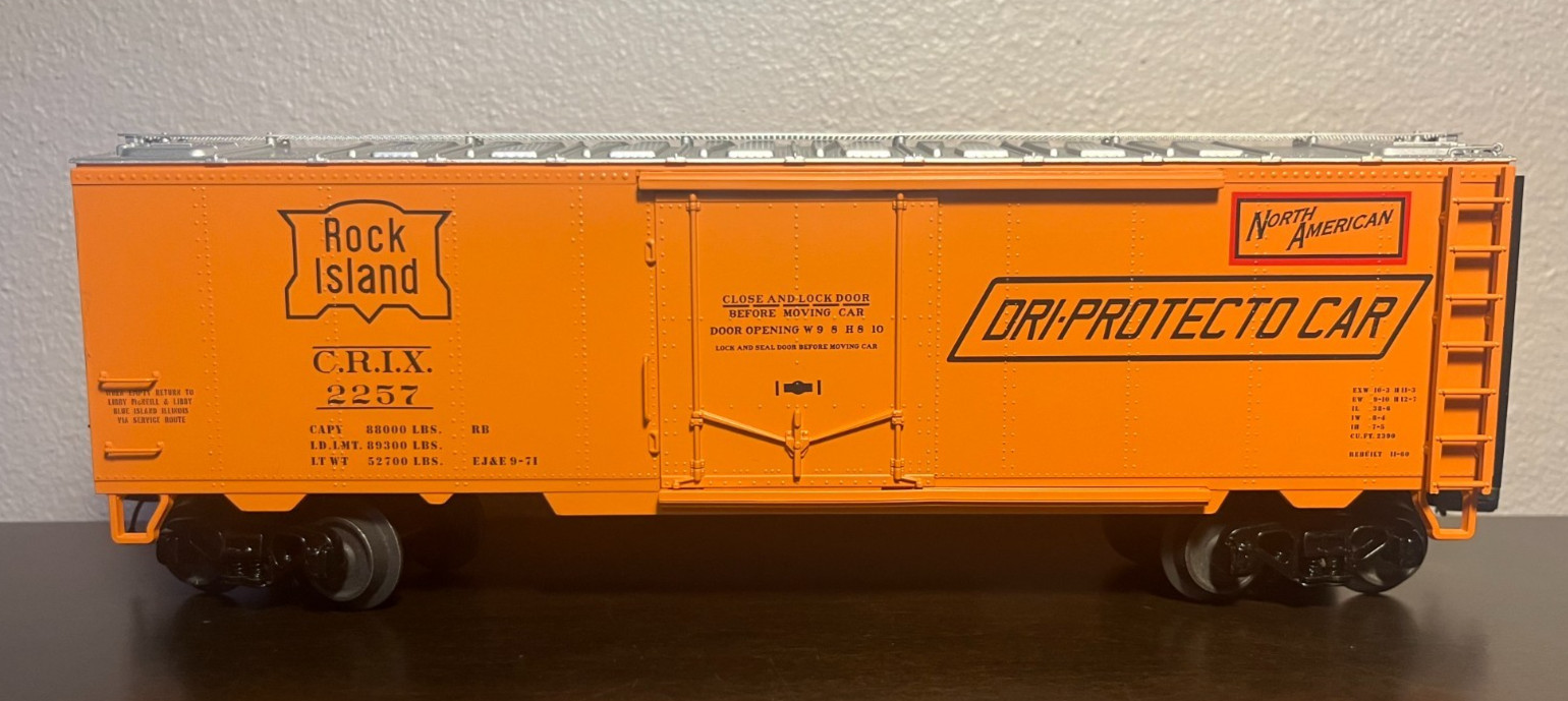 MTH O Gauge 20-94481 Rock Island Orange Reefer Dri-Protecto Car CRIX #2257 NEW