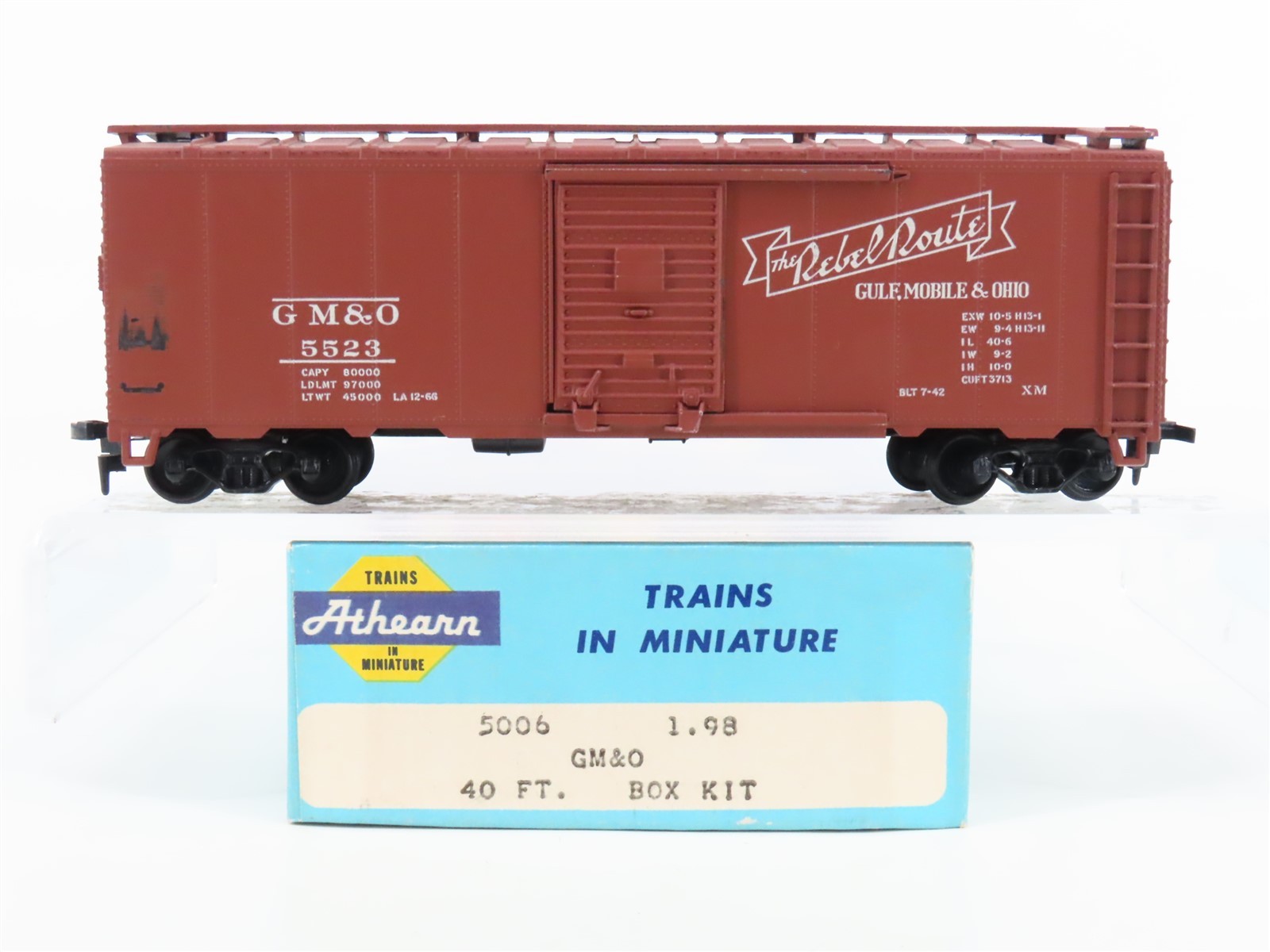 HO Scale Athearn 5006 GM&O Gulf Mobile & Ohio The Rebel Route 40′ Box Car #5523