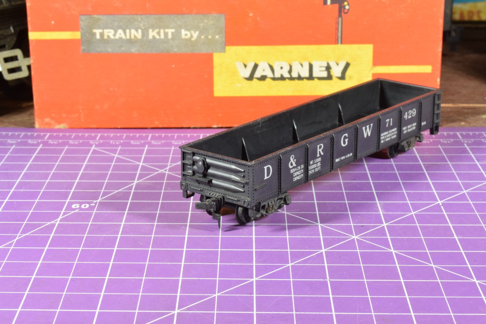 TrkRdy Varney D&RGW Ore Car 71429, active spring die cast trucks, original box
