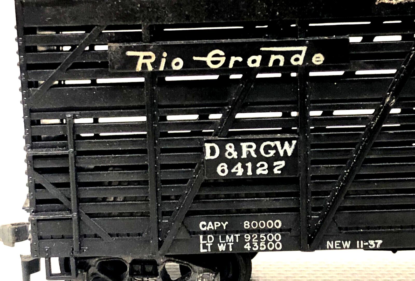 Rio Grande 40’ Stock Cattle Car D&RGW 64127 Freight Train Car Horn Hook Coupler