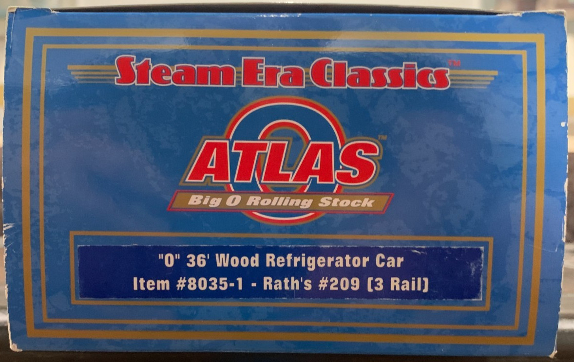 Atlas 8035-1 Rath’s 36′ Wood Reefer, #209, O Scale 1/48 , LN