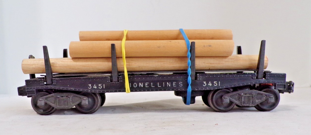 Lionel O Gauge #3451 LIONEL LINES LOG DUMP CAR – TESTED – Read Below – LT
